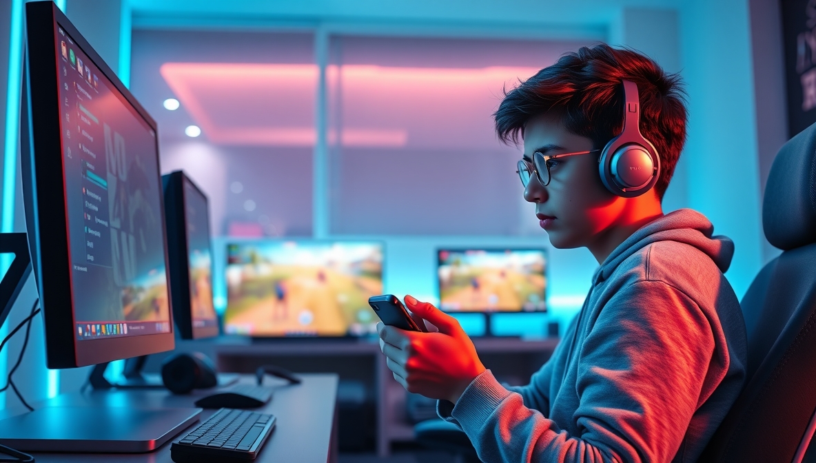 Ilustrasi dunia gaming online dan perkembangan platform digital